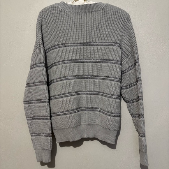 Thread & Supply Gray Seraphina Metallic Stripe Knit Sweater Size Medium - Picture 12 of 14